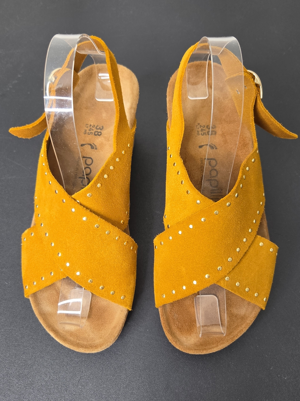 Papillio By Birkenstock Samira Studded Wedge Sandals Golden Yellow Suede